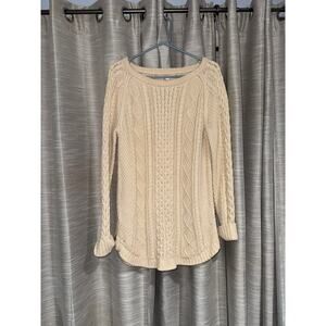 L.L.Bean Signature Cotton Fisherman Tunic Sweater in a beige size medium